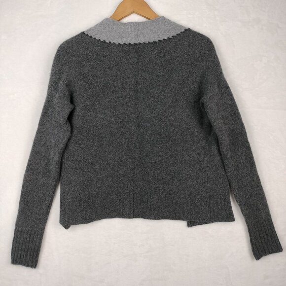 Vertical Designs Cashmere Cardigan Sweater Women M Gray Knit Open Front Luxury - Picture 9 of 13